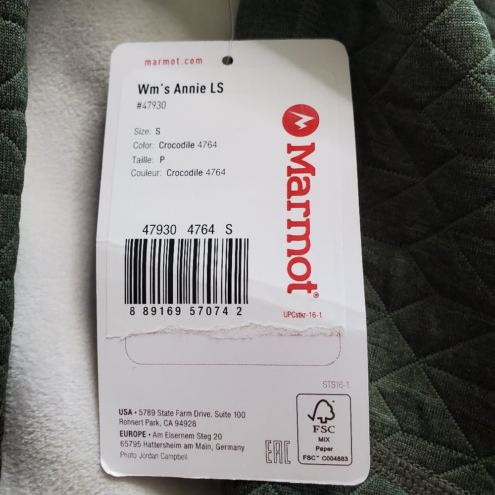 Marmot Annie LS Sz Small Pullover Olive Green NWT - Picture 11 of 16